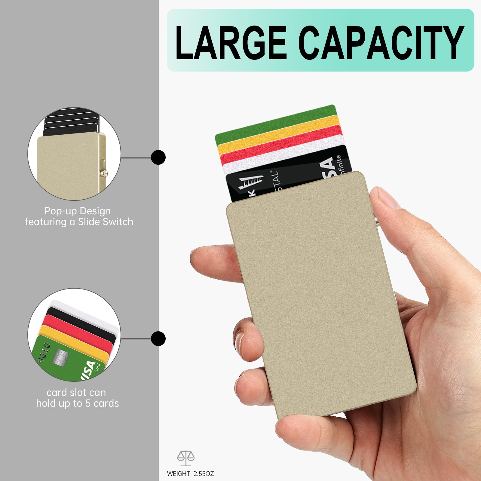 TOYFID All-Aluminum Pop Up Slide Rfid Slim Basic Card personalized wallet for men-2