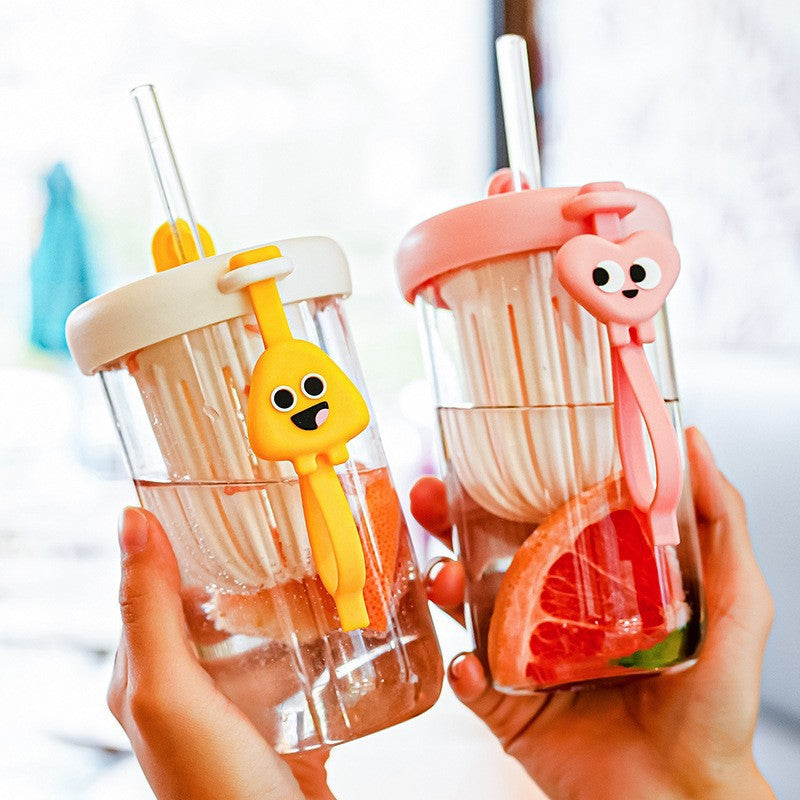 Plastic Cup Suction Tube Cup High Color Value Plastic Cup With Straw Handy Cup Outgoing Portable Summer Cup Suction Tube Cup