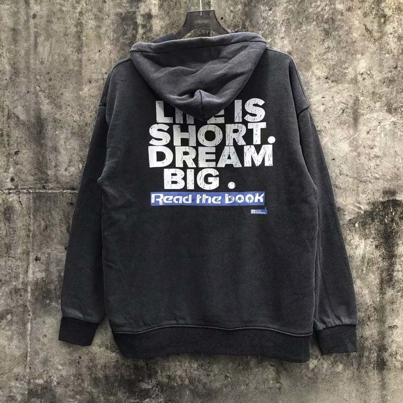 American Fashion Heavyweight Washed And Distressed SAINT Anime Printed Street Retro Sweatshirt Street Fashion Hooded