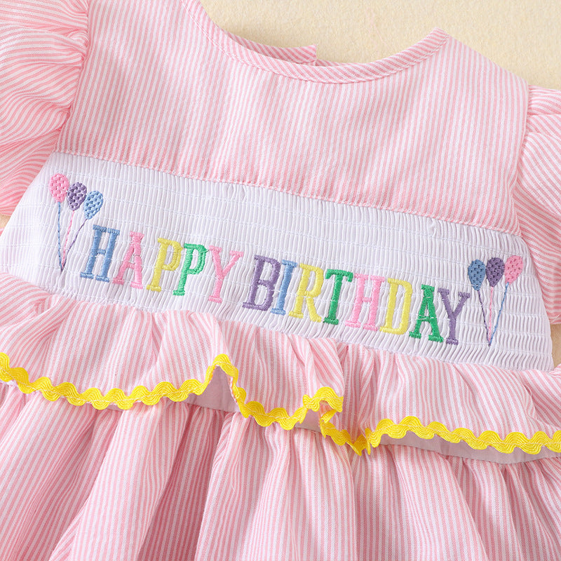 Girl&#039;s Princess Dress Summer Dress Striped Pink Cake Dress