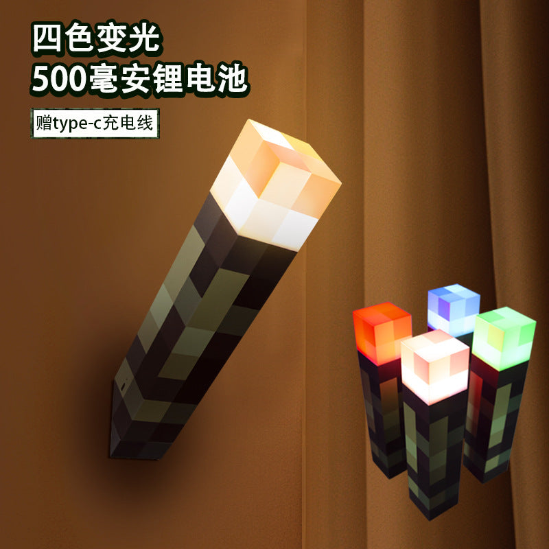 My World Around Diamond Ore Lamp Color Changing Potion Bottle Minecraft Torch Model Gift Night Light