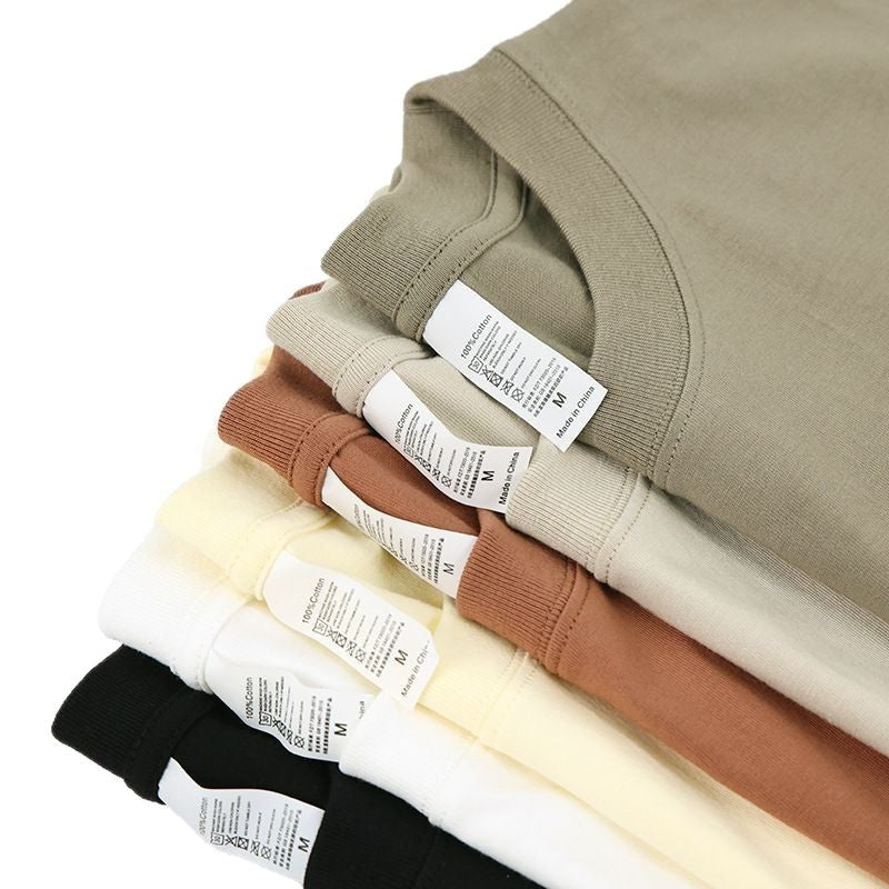European Code 260G Heavy Cotton Shoulder Crewneck T-shirt Men&#039;s Fashion Brand OVERSIZE Cylinder Seamless T-shirt