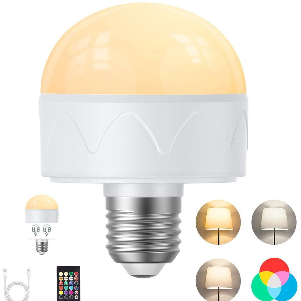 Led Battery Night Light Magnetic E27 Colorful Light Bulb Remote Control Timing Dimming Atmosphere Cabinet Light Rechargeable Ball