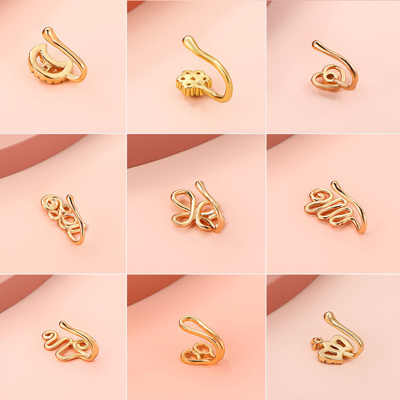 Non-perforated Nose Clip Copper Set Zircon U-shaped Star Love Crown Nose Ring Non-perforated Nose Piercing Ornaments