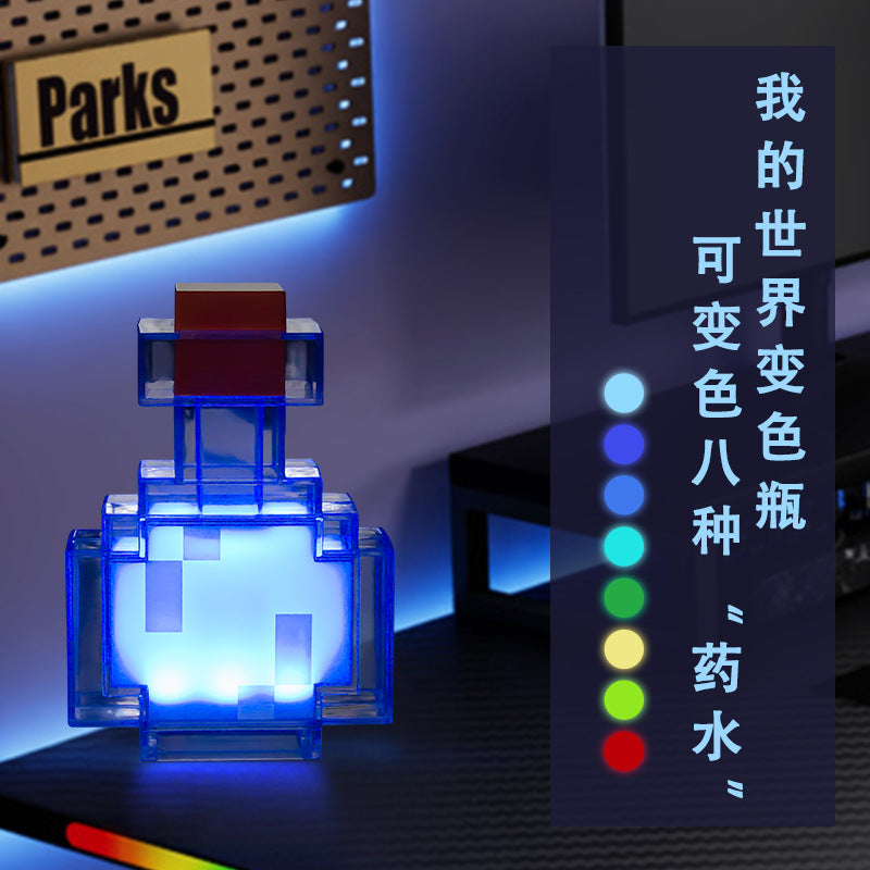 My World Around Diamond Ore Lamp Color Changing Potion Bottle Minecraft Torch Model Gift Night Light