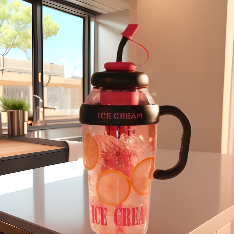 Big Mac Ice Cup Simple High-value Large Capacity Water Cup Tea Leakage Scented Tea Summer Cool Portable Handle Suction Tube Cup